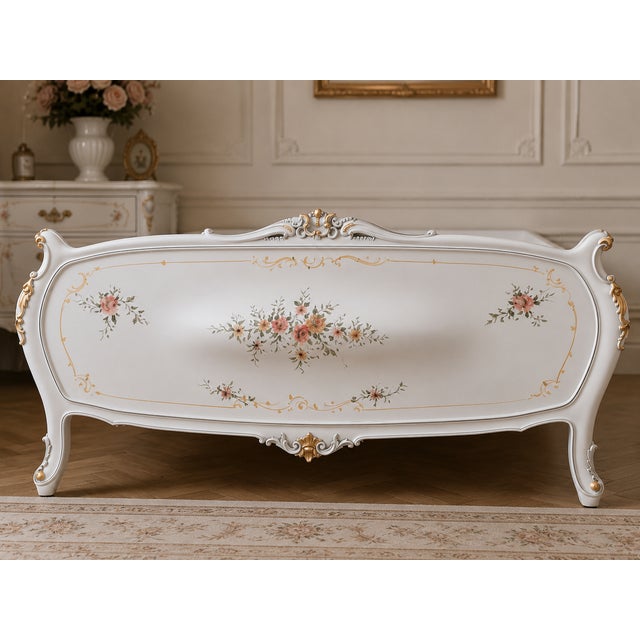 1950s Italian Venetian White Beech Bedframe - 4 Pc For Sale - Image 4 of 12
