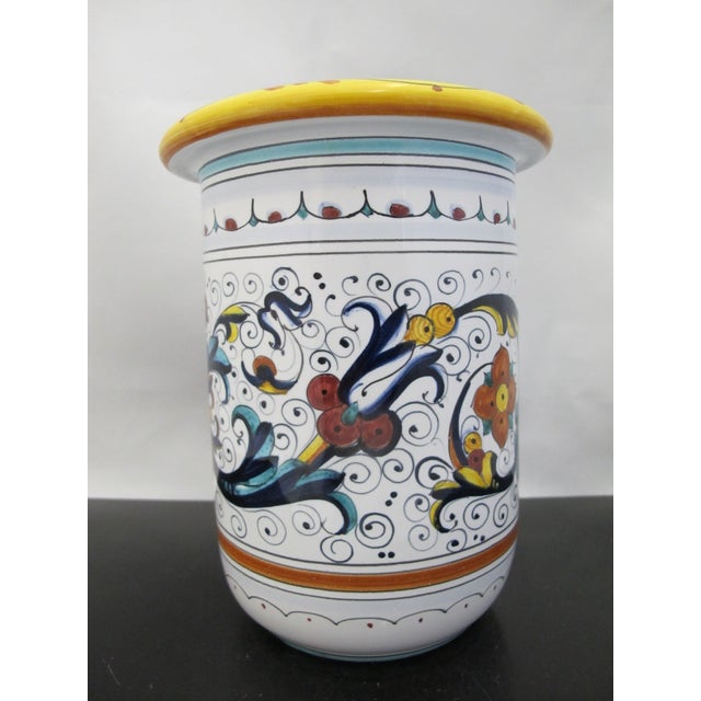 Ceramic Deruta Italian Majolica Pottery Utensil Holder Canister or Wine Cooler For Sale - Image 7 of 9