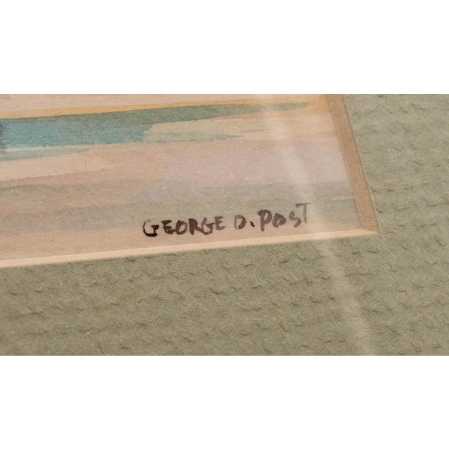 Pair of Nautical Watercolor Paintings Fishing Boats Fishermen Signed George D Post For Sale In Philadelphia - Image 6 of 16