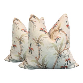 Vintage Floral Linen Pillows - A Pair For Sale