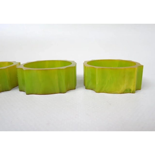 Art Deco Catalin Napkin Rings in Green Amber, Set of 6 For Sale - Image 15 of 18