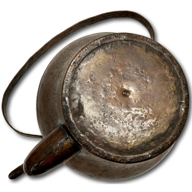 Large Unusual Antique French Arts & Crafts Hand Wrought Solid Copper Tea Kettle - Circa Early 1900s For Sale - Image 9 of 12