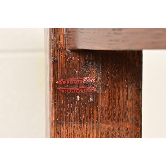 L. & J. G. Stickley Antique Mission Oak Arts & Crafts Extension Dining Table, Newly Refinished For Sale - Image 12 of 13