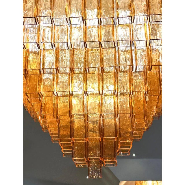 Contemporary Venetian Amber-Rosè Murano Glass Flush Mount by Simoeng for Simoeng For Sale - Image 3 of 6