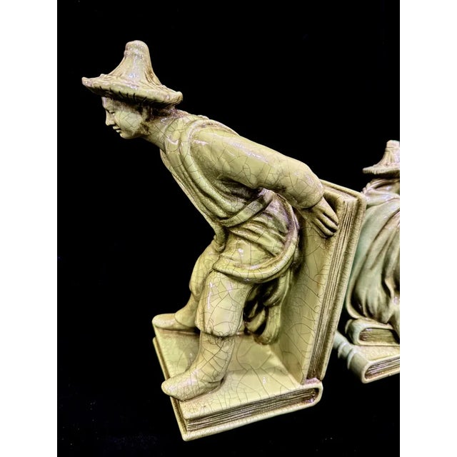 Green Asian Figurine Bookends From Italy For Sale - Image 8 of 11