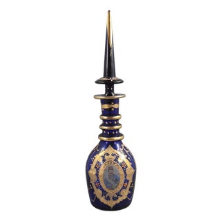 Bohemian Qajar Market Decanter in Cobalt Glass, 1870s For Sale