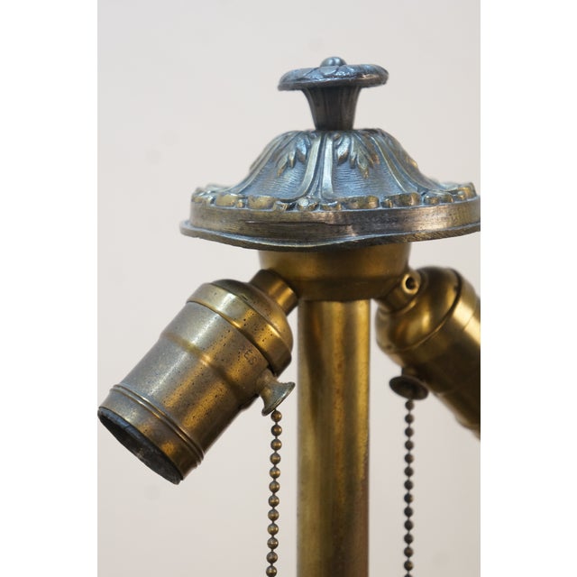Antique Victorian Aesthetic Arts Nouveau Stained Slag Glass Parlor Lamp 25" For Sale - Image 17 of 17