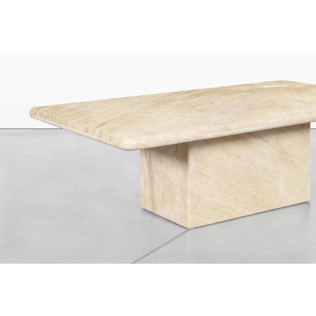 1980s Vintage Italian Marble Coffee TableVintage Italian Modern Travertine Coffee Table, 1980s For Sale In Los Angeles - Image 6 of 10