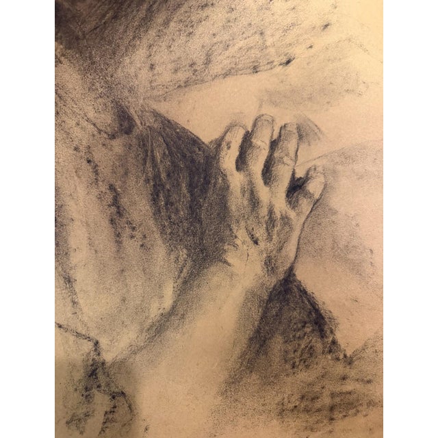 Beige Heinrich Pforr, Silent Devotion Portrait of Anne Pforr Shoemaker Profile, 1920s, Charcoal on Paper For Sale - Image 8 of 11
