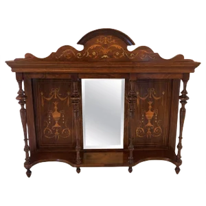 Antique Edwardian Inlaid Rosewood Overmantel Mirror