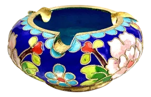 Vintage Chinoiserie Enamel Cloisonne Ashtray