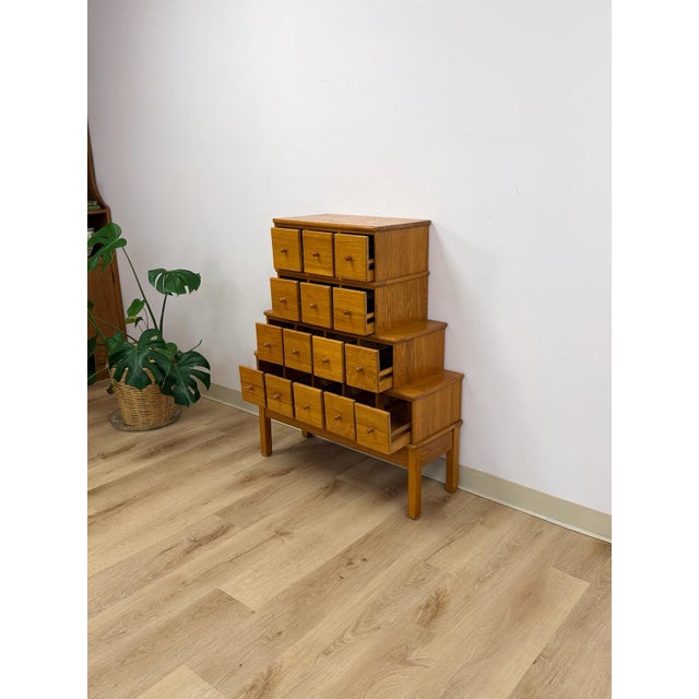 Handmade Vintage Tiered Apothecary Cabinet Fifteen Drawers Antique Style For Sale - Image 14 of 15