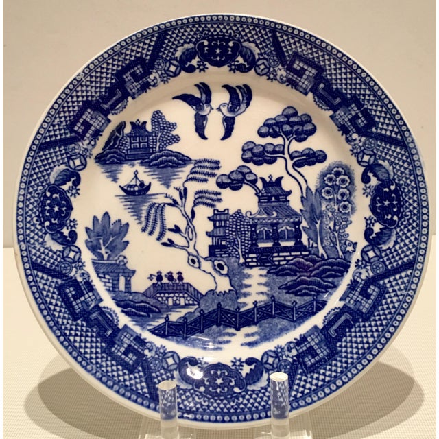 20th Century Japanese Blue Willow Ironstone Dinnerware Set of 15