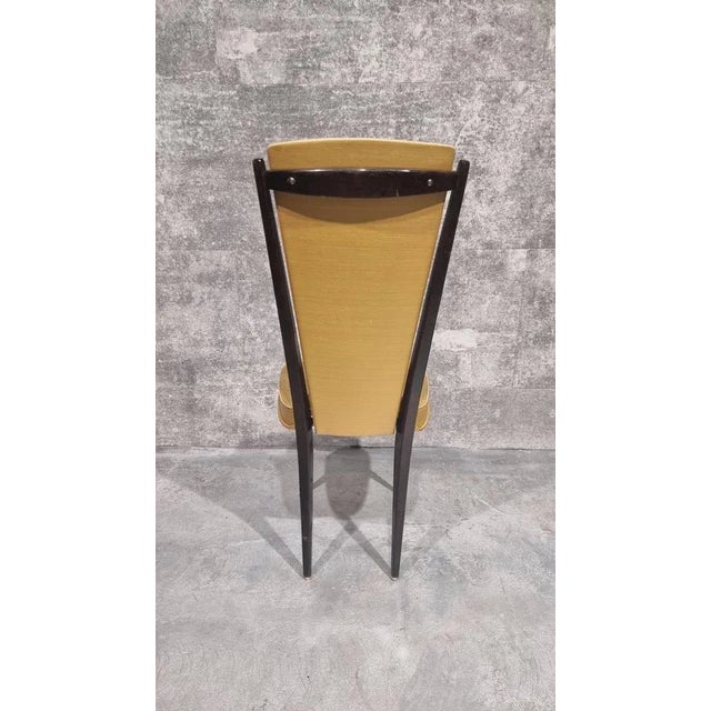 Brown Mid-Century Dining Chairs in Gold Vinyl & Macassar by N.F.Ameublement, 1950s, Set of 6 For Sale - Image 8 of 12