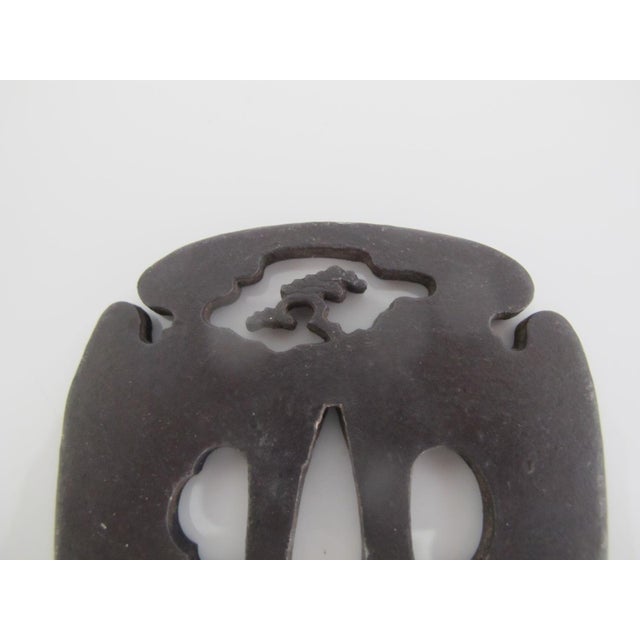 Japanese Edo Tsuba Sukashi Openwork Tree & Boat Design Iron Samurai Sword Guard For Sale In Portland, OR - Image 6 of 7
