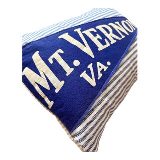 Virginia Mt. Vernon Vintage Pennant on New Woven Fabric Throw Pillow For Sale
