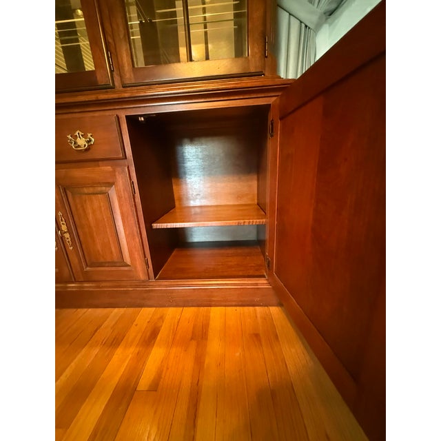 Burgundy Pennsylvania House Solid Cherry Lighted China Cabinet For Sale - Image 8 of 11