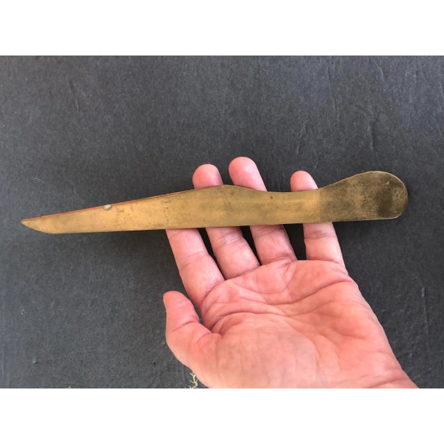 Brass Vintage Brass Letter Opener Ruler For Sale - Image 8 of 13