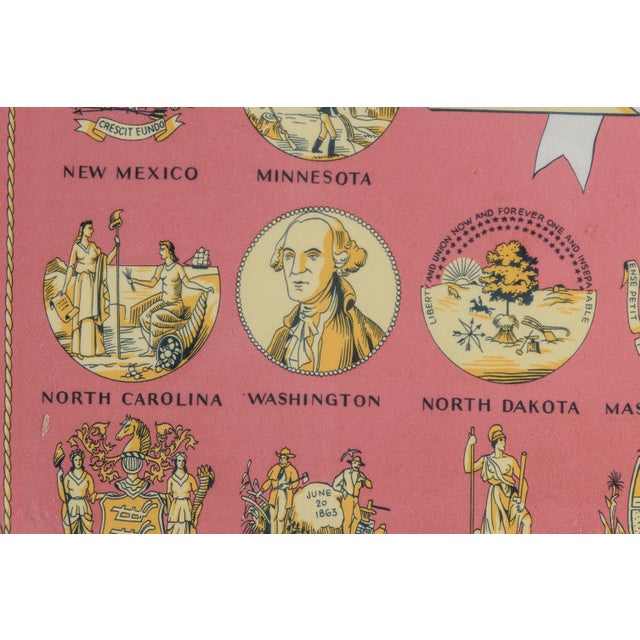 Pink Vintage Framed Hermes Scarf "Arms of the United States" 1776-1976 Bicentennial Edition 90cm For Sale - Image 8 of 11