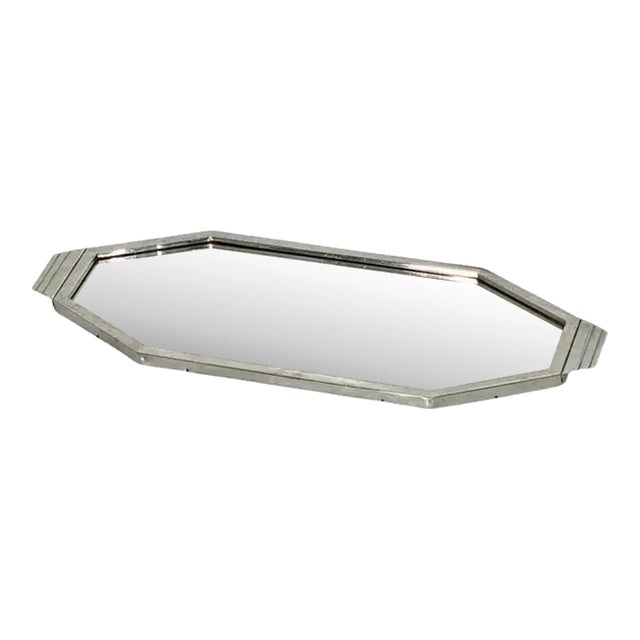 Art Deco Octagonal Mirrored Glass Tray With Chrome Surround From England For Sale