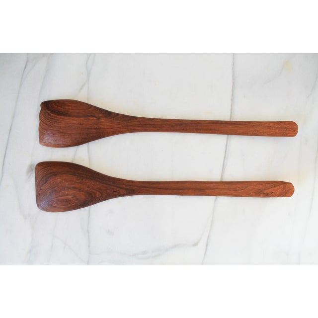 Vintage Teak Salad Utensils- Set of 2 For Sale - Image 4 of 7
