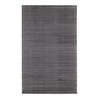 Dash & Albert by Annie Selke Herringbone Black/Ivory Indoor/Outdoor Rug, 9' 6" x 13' 6" For Sale