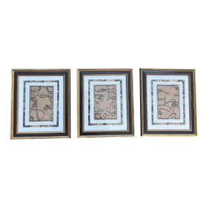 Contemporary Three Original Wayne Cunningham Abstract Marker Drawings- Set of Three