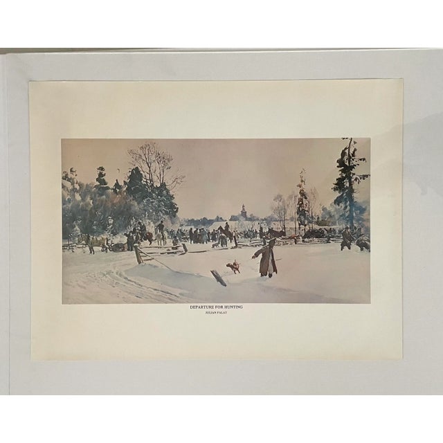 Traditional Vintage Julian Falat Fine Art Print Title "Departure for Hunting" For Sale - Image 3 of 3