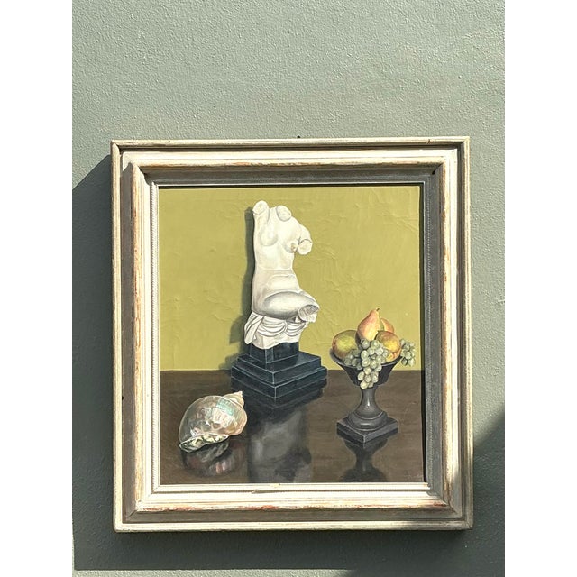 Mid-Century Modern Vintage 1957 Original Still Life on Canvas For Sale - Image 3 of 12