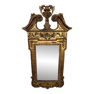 Antique French Style Gesso Gilded Wall Mirror For Sale