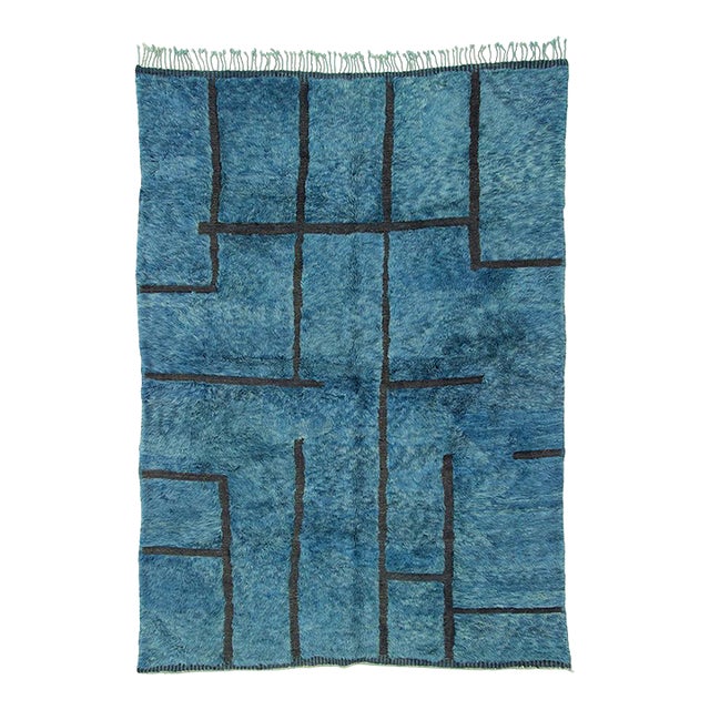Premium Hand-Knotted Moroccan Wool Rug | 9'5'' X 6'10" | One of a Kind For Sale