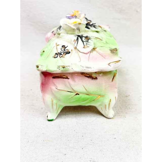 Early 20th Century Vintage Hand Painted Floral Ceramic Box For Sale - Image 5 of 7