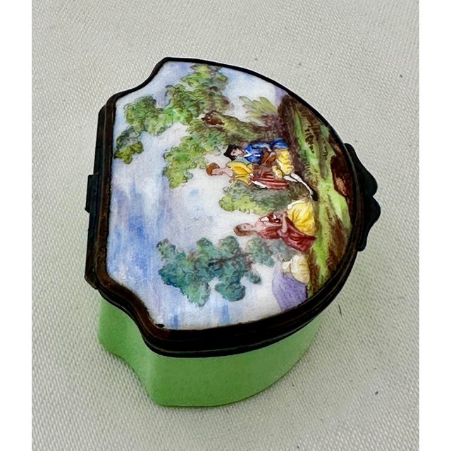 French 19th Century French Samson Enamel Patch Trinket Box Pastoral Scene For Sale - Image 3 of 8