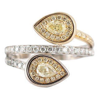 Effy Canare 18k Two Tone Gold White & Yellow Gold 0.75ctw Diamond Cocktail Ring For Sale