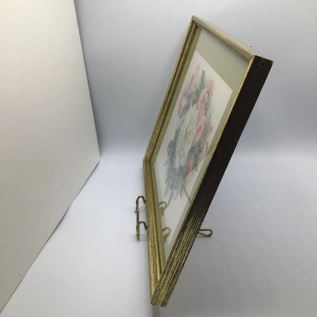 French Country Vintage Framed and Matted 1905 Paul De Longpre Pink and White Roses Lithograph Printed by the Grey Co. New York For Sale - Image 3 of 13