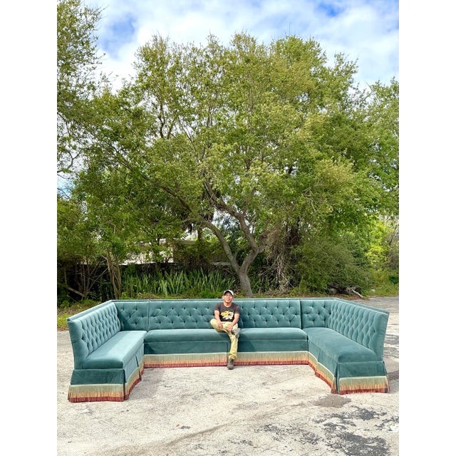 Vintage Regency Sherril Williams Monumental Custom Tufted Banquette Sofa For Sale In West Palm - Image 6 of 12