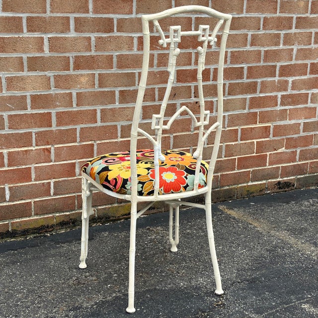 Metal Vintage Kessler Faux Bamboo Aluminum Patio Side Chair For Sale - Image 7 of 12