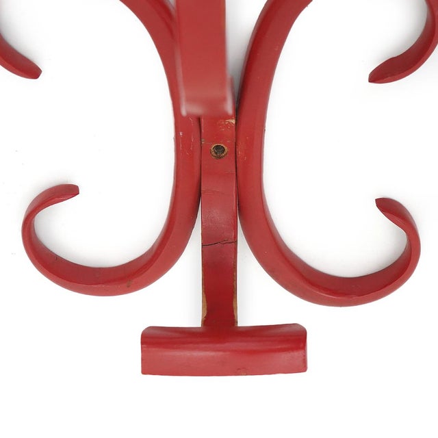 Red Curved Wood Coat Hooks, 1960s, Set of 3 For Sale - Image 12 of 14