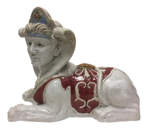 1960s Vintage Glazed Terra Cotta Egyptian Sphinx Figurine