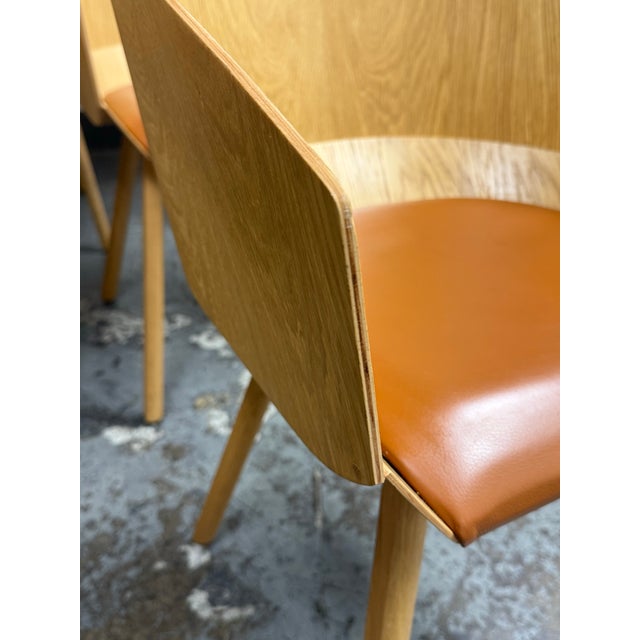 Stefan Diez for E15 Ch04 Houdini Oak + Leather Armchairs, Set of Six For Sale - Image 9 of 12