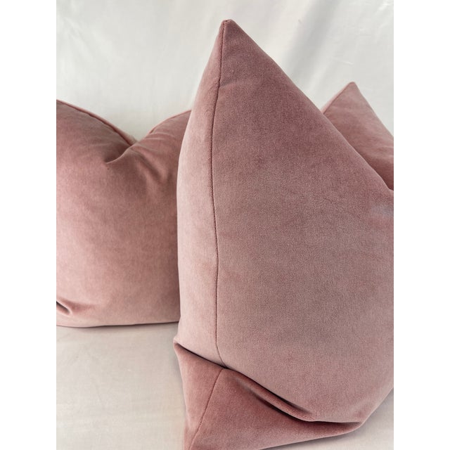 Transitional Velvet in Pink Slipper 22” Pillows- a Pair For Sale - Image 3 of 4