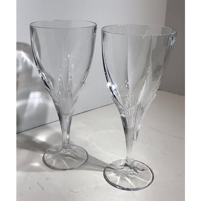 Pair Of Contemporary Modern Crystal Mikasa Clematis Fluted Wine Glasses Or Water Glasses Chairish