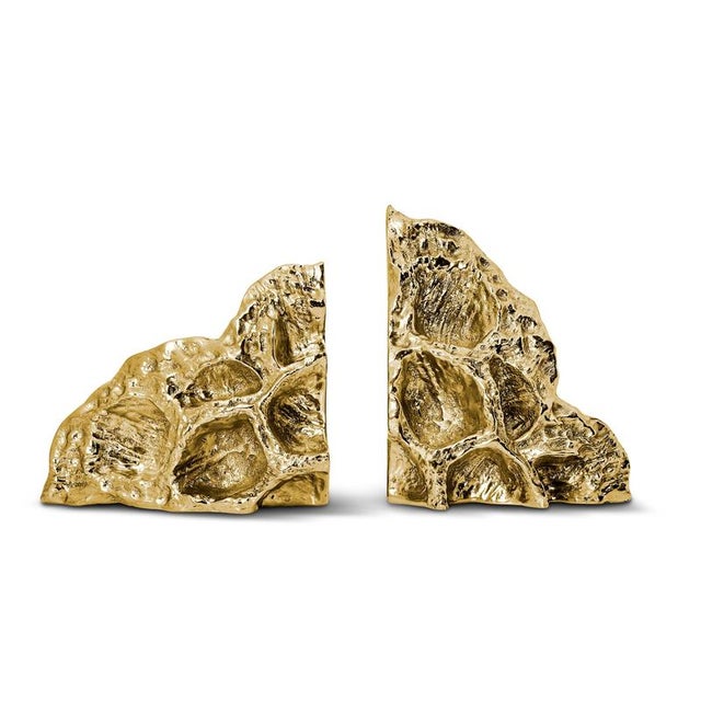 Contemporary Lotus Brass Bookstands by Maeve, Set of 2 For Sale - Image 3 of 10