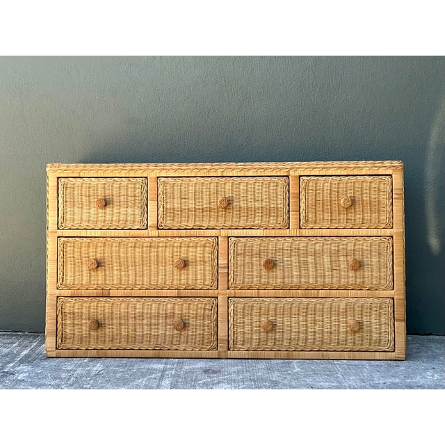 Late 20th Century Vintage Woven Rattan Dresser For Sale - Image 5 of 12