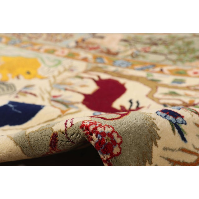 Vintage Persian Hunting Scene Isfahan Rug - 03'07 X 05'02 For Sale In Dallas - Image 6 of 10