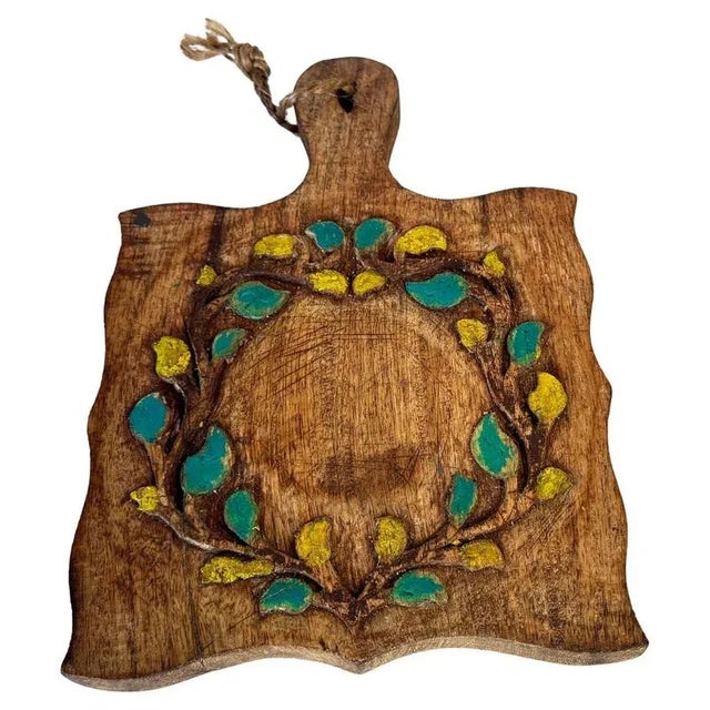 Vintage French Decorative Wooden Board with Hand-Painted Floral Design 1960s For Sale - Image 12 of 12