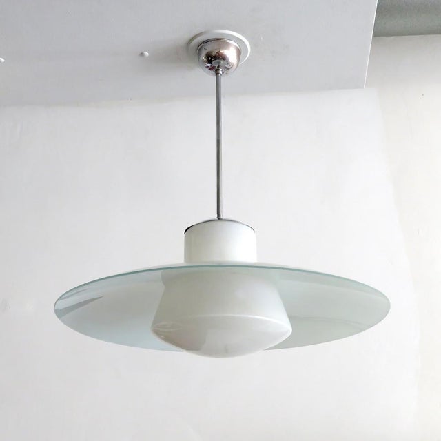 Bauhaus Kandem Glass Pendant Light, 1930 For Sale - Image 3 of 10