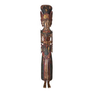 Antique Indonesian Rice Goddess Dewi Sri- Handcarved & Handpainted For Sale