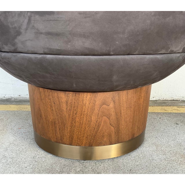 2020s Global Views Modern Taupe Suede Brando Swivel Chair For Sale - Image 5 of 6