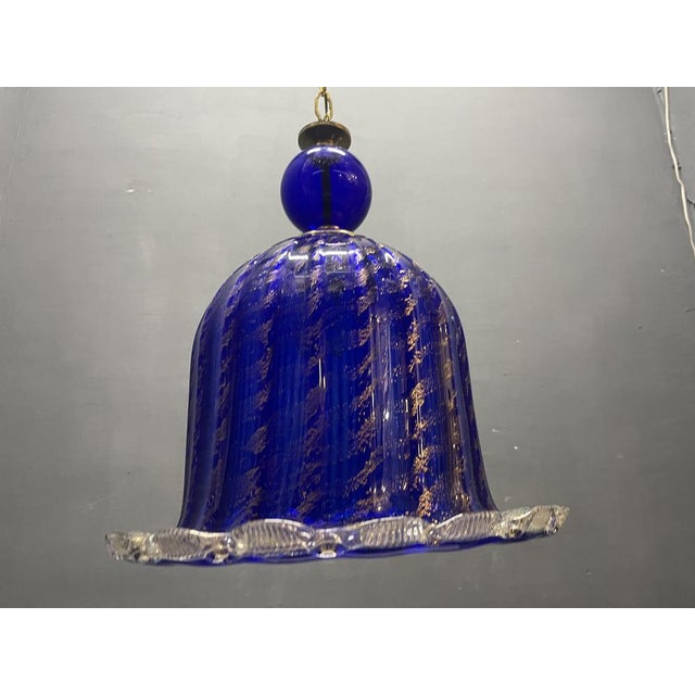 Murano Cobalt Blue Glass Pendant Light, Italy, 1980s For Sale - Image 10 of 13